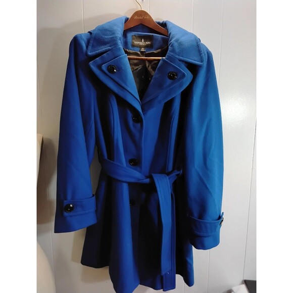 London Fog Women's Wool Blend Button Front Single Breasted BlueCoat Size XL - Picture 1 of 5
